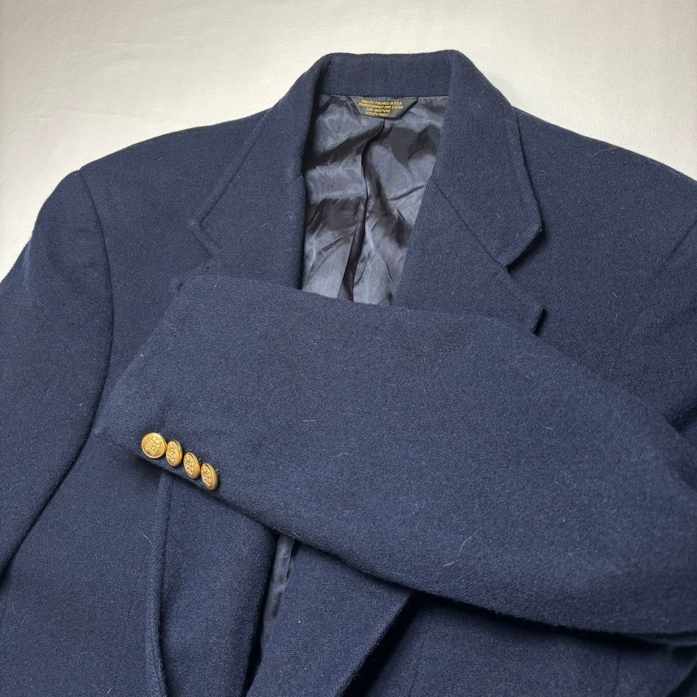 VTG Palm Beach Blazer Mens 40R Navy Blue Wool Gold Button Sport Coat Suit Jacket